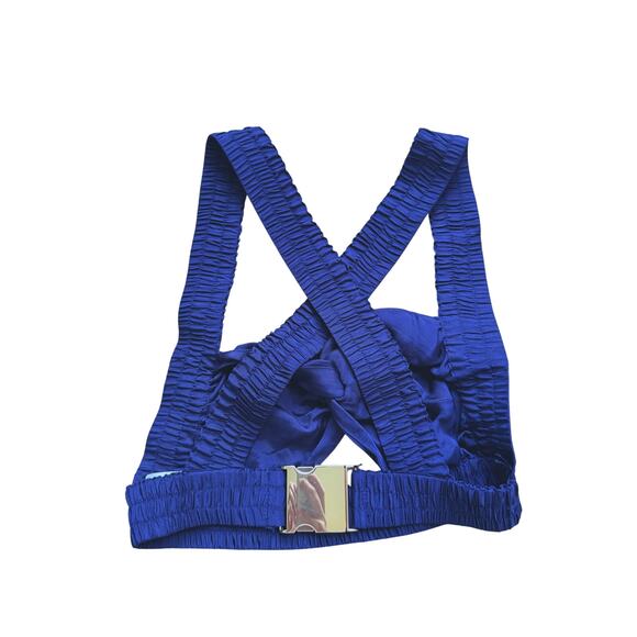 Alice McCall Bikini Top Bralette Smocked Navy Blue Size 2 Designer Luxury Swim - Picture 4 of 10